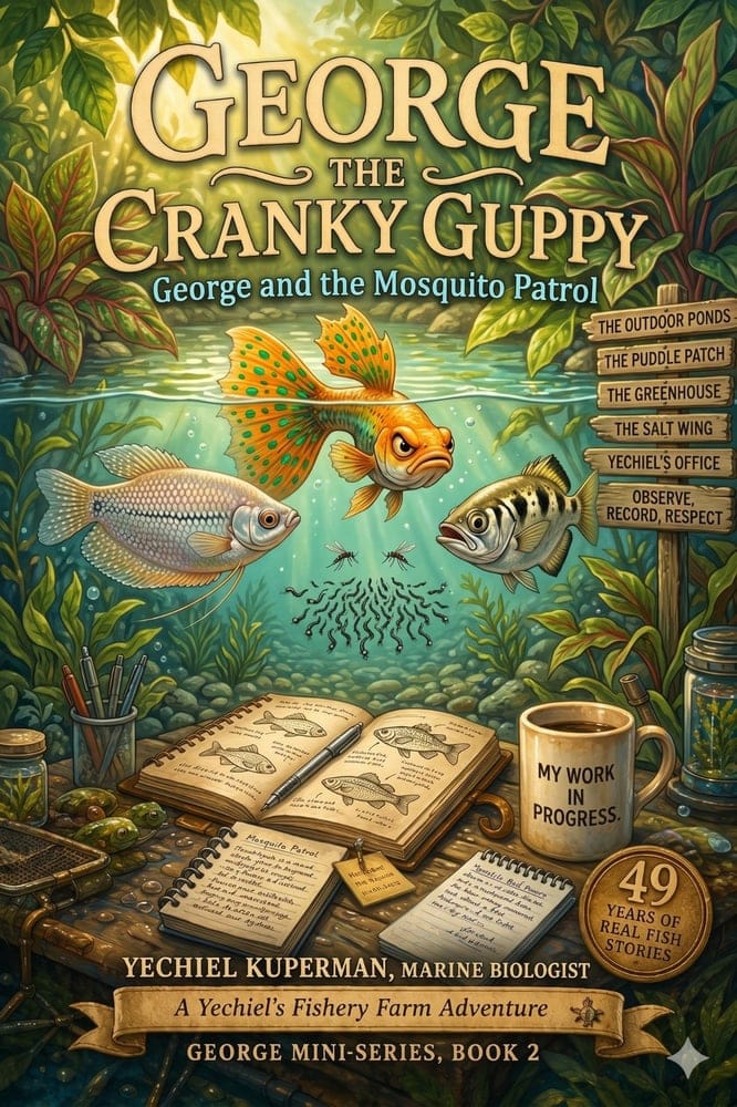 Front cover of Book 2: George and the Mosquito Patrol — illustrated STEM chapter book for children ages 7–10 by marine biologist Yechiel Kuperman, Yechiel's Fishery Farm series