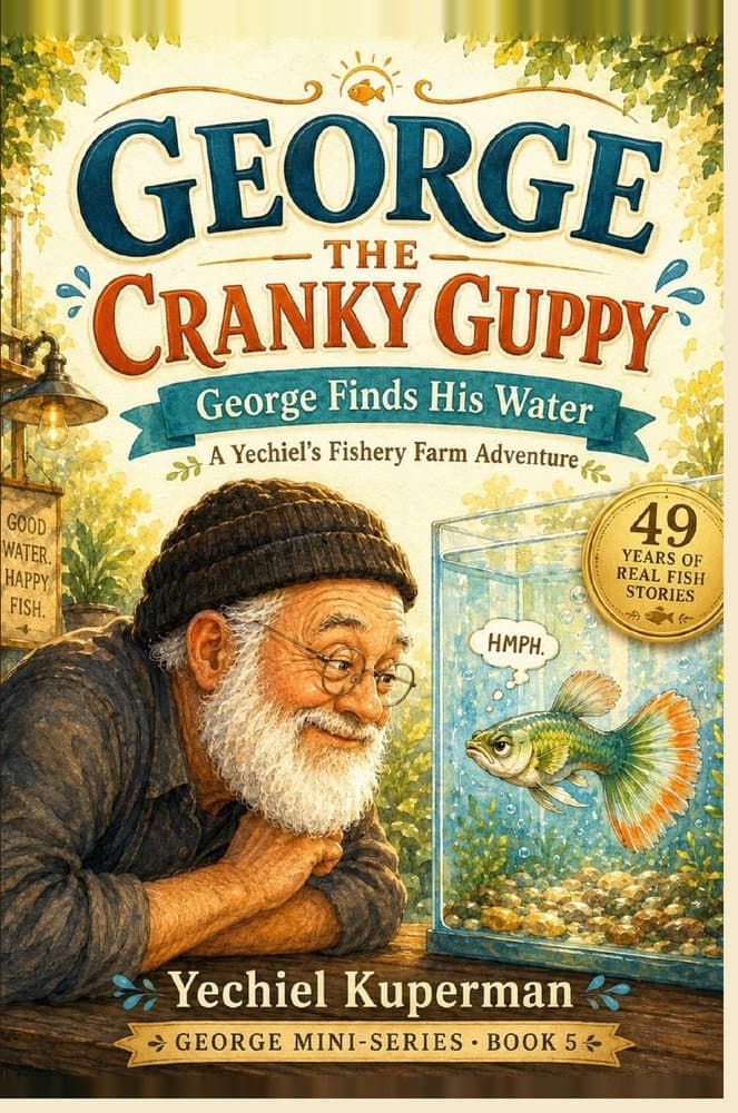 Front cover of George Finds His Water, Book 5 of the George the Cranky Guppy chapter books by Yechiel Kuperman